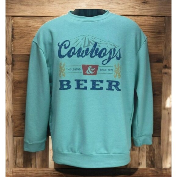 Cowboys & Beer Graphic Women's Sweatshirt Small - Picture 1 of 6